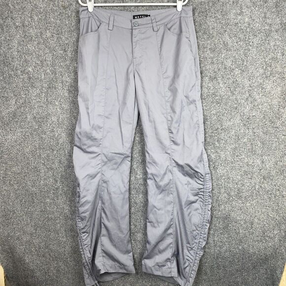 MOTEL Pants Womens Size M Gray Bracha Low Rise Drawstring Ruched Side Trousers - Picture 1 of 11